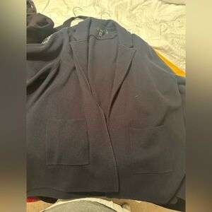 Navy Blue Open Front Sweater Blazer